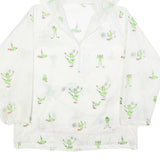 Womens White Green Cartoon Print Hooded Windbreaker Jacket M Polyester