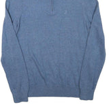 NAUTICA Mens Blue Plain Cotton Blend Pullover Jumper Zip Neck S Lightweight