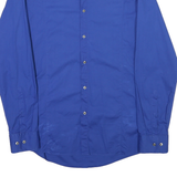 HUGO BOSS Mens Blue Shirt L Cotton Blend Classic Fit Button Down Collar Long