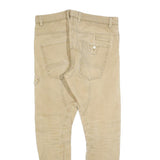 Mens Slim Beige Cotton Blend Trousers W34 L30 Casual Utility Pocket Zip Closure