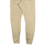 Mens Slim Beige Cotton Blend Trousers W34 L30 Casual Utility Pocket Zip Closure