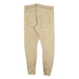 Mens Slim Beige Cotton Blend Trousers W34 L30 Casual Utility Pocket Zip Closure