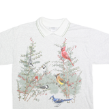 GILDAN Mens White Cotton Blend Graphic Polo Shirt M Short Sleeve Crew Neck