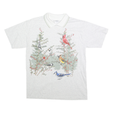 GILDAN Mens White Cotton Blend Graphic Polo Shirt M Short Sleeve Crew Neck