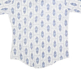 Mens White & Blue Printed Cotton Blend Short Sleeve Shirt M Casual Summer Wear