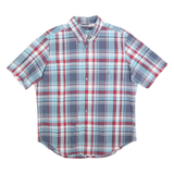 NAUTICA Mens Blue & Red Plaid Shirt L Cotton Blend Casual Button Down Short