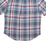 NAUTICA Mens Blue & Red Plaid Shirt L Cotton Blend Casual Button Down Short