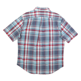 NAUTICA Mens Blue & Red Plaid Shirt L Cotton Blend Casual Button Down Short
