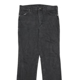 WRANGLER Mens Black Regular Straight Denim W34 L34 Cotton Zip Jeans Raw Hem