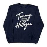 Tommy Hilfiger Spellout Sweatshirt - XL Navy Cotton