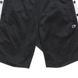 CHAMPION Mens Black & White Sports Shorts S W30 Snap Button Side Panel