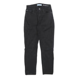 7 FOR ALL MANKIND Womens Black Slim Skinny Cotton Blend Trousers W24 L26 Zip