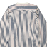 TOMMY HILFIGER Mens White & Navy Striped Cotton Blend Shirt M Button Collar Long