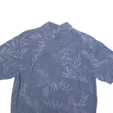 JAMACIA JAXX Mens Blue Silk Shirt M Tropical Leaf Print Casual Tropical Style
