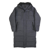 BRAVE SOUL Mens Grey Zip Up Longline Puffer Jacket L Polyester Hooded Winter