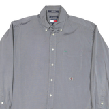 TOMMY HILFIGER Mens Grey Button Down Shirt M Classic Cotton Blend Casual