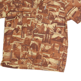 COLUMBIA Mens Brown & Beige Cotton Short Sleeve Shirt L Printed Pattern Casual