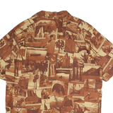COLUMBIA Mens Brown & Beige Cotton Short Sleeve Shirt L Printed Pattern Casual