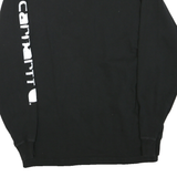 CARHARTT Mens Black Logo Print Long Sleeve Crew Neck T-Shirt S Cotton Blend