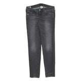 TRUE RELIGION Womens Slim Black Denim Jeans W31 L30 Roman Stitch Pocket Zip