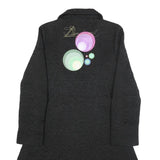 DESIGUAL Womens Black Cotton Blend Button Jacket S Textured Circle Print