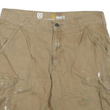 CARHARTT Mens Shorts Beige Cargo Relaxed Fit L W36 Workwear Cotton Blend