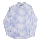 POLO RALPH LAUREN Mens Blue Check Shirt XL Cotton Classic Button-Down Long