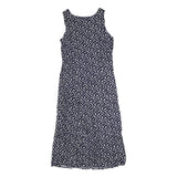 PERI PETITES Womens Navy Blue Floral Sleeveless Day Cotton Blend Midi Dress S