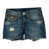True Religion Denim Shorts - 30W UK 8 Blue Cotton