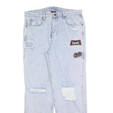 KARL KANI Womens Jeans Blue Relaxed Straight Denim Light W36 L32 Patchwork