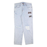 KARL KANI Womens Jeans Blue Relaxed Straight Denim Light W36 L32 Patchwork