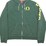 NIKE Womens Green Oregon Full Zip Hoodie XL University Logo Lightweight