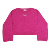 JUICY COUTURE Womens Pink Plain Jumper Crew Neck Basic Knit M Crop Top