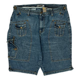Hip Hop Crest Jeans Cargo Shorts - 36″ Waist Blue Cotton
