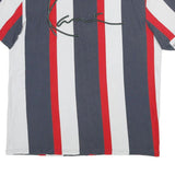 KARL KANI Mens Blue & Red & White Graphic T-Shirt L Short Sleeve Crew Neck