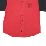 CHAMPION Mens Red & Black Graphic T-Shirt XL V-Neck Short Sleeve Button Baseball