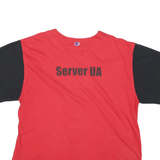 CHAMPION Mens Red & Black Graphic T-Shirt XL V-Neck Short Sleeve Button Baseball