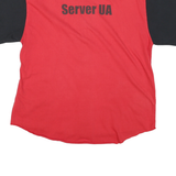 CHAMPION Mens Red & Black Graphic T-Shirt XL V-Neck Short Sleeve Button Baseball