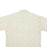CAMPIA Mens Cream Geometric Pattern Short Sleeve Shirt XL Casual Summer Cotton