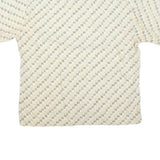 CAMPIA Mens Cream Geometric Pattern Short Sleeve Shirt XL Casual Summer Cotton