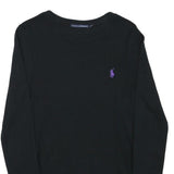 RALPH LAUREN SPORT Womens Black Long Sleeve Crew Neck T-Shirt M Cotton Blend