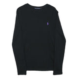 RALPH LAUREN SPORT Womens Black Long Sleeve Crew Neck T-Shirt M Cotton Blend