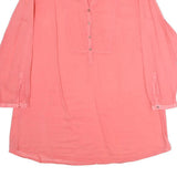 ZARA Womens Coral Pink Basic Long Sleeve V-Neck Plain Top L Lightweight