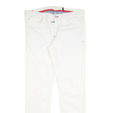 WOOLRICH Womens Slim White Cotton Blend Zip Trousers W34 L30 Stylish Casual