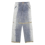 Womens Regular Fit Two Tone Blue Denim Jeans W28 L28 Cargo Style Cotton Blend