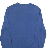 LACOSTE LIVE Mens Blue Plain Cotton Crew Neck Basic Knit S Jumper Elbow Patch