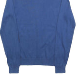 LACOSTE LIVE Mens Blue Plain Cotton Crew Neck Basic Knit S Jumper Elbow Patch