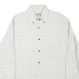 TURNPIKE Mens White & Black Checked Shirt M Cotton Blend Button-Down Collar Long