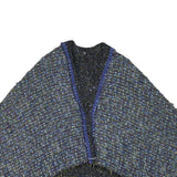 Womens Blue Colourblock Button Jacket L Polyester Blend Tweed Cropped Chic