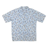 OP Mens Blue Short Sleeve Shirt XL Cotton Blend Beach Print Casual